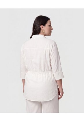 Camisa Unicolor Con Ajuste Cintura Para Mujer Curvy  Para Mujer Blanco Patprimo