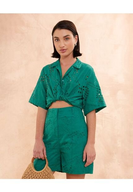 Camisa Para Mujer Manga Corta Color Verde  Marca Patprimo #30010607