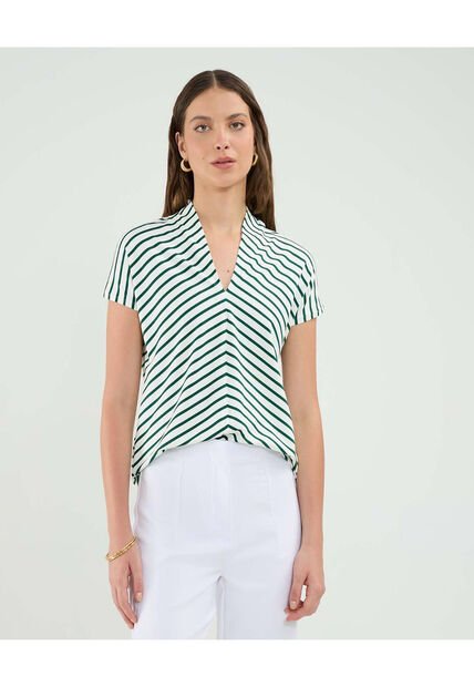 Camiseta Para Mujer Manga Corta Cuello V Color Verde Marca Patprimo #30093788