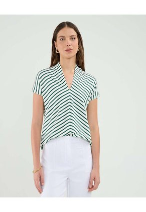 Camiseta Para Mujer Manga Corta Cuello V Color Verde Marca Patprimo #30093788