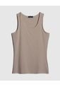 Camiseta Basica Manga Sisa Unicolor  Para Mujer Beige Patprimo de Patprimo