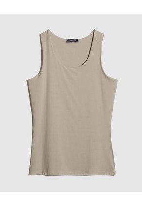 Camiseta Basica Manga Sisa Unicolor  Para Mujer Beige Patprimo
