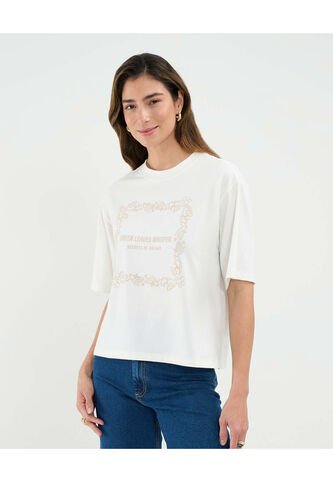 Camiseta Para Mujer Manga Corta Cuello Redondo Color Blanco Marca Patprimo #30093701 Patprimo