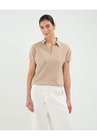 Polo Para Mujer Manga Corta Color Café Marca Patprimo #30110450 Patprimo