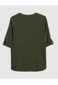 Blusa Manga Tres Cuartos Unicolor Escote En V  Para Mujer Verde Patprimo de Patprimo