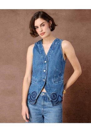 Chaleco  Para Mujer Plano Color Azul Marca Patprimo #30250050