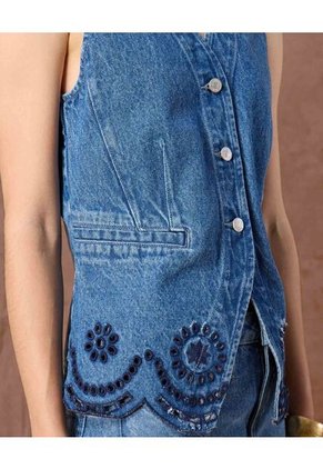 Chaleco  Para Mujer Plano Color Azul Marca Patprimo #30250050