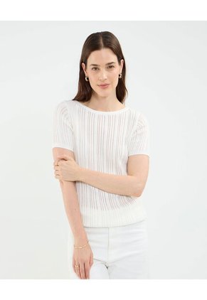 Camiseta Para Mujer Manga Corta Cuello Redondo Color Crudo Marca Patprimo #30093693