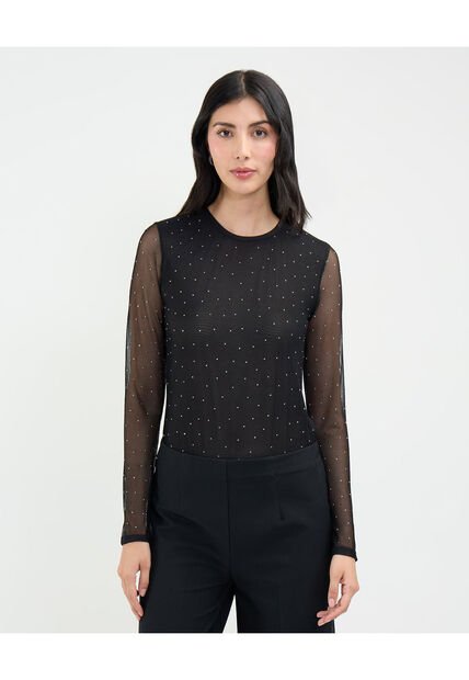 Camiseta Para Mujer Manga Larga Cuello Redondo Color Negro Marca Patprimo #30093613