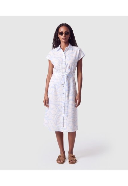 Vestido Camisero Con Cinturón Para Mujer  Para Mujer Azul Patprimo