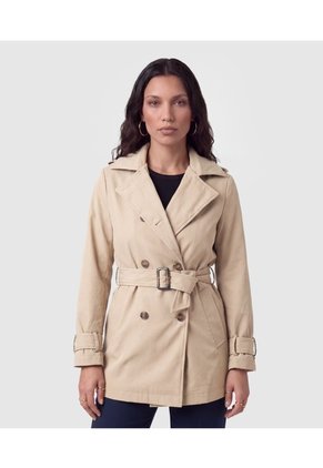 Chaqueta Cruzada Con Cinturón Para Mujer Para Mujer Café Patprimo