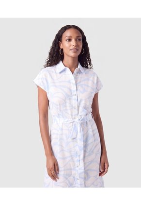 Vestido Camisero Con Cinturón Para Mujer  Para Mujer Azul Patprimo