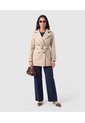 Chaqueta Cruzada Con Cinturón Para Mujer  Para Mujer Café Patprimo de Patprimo