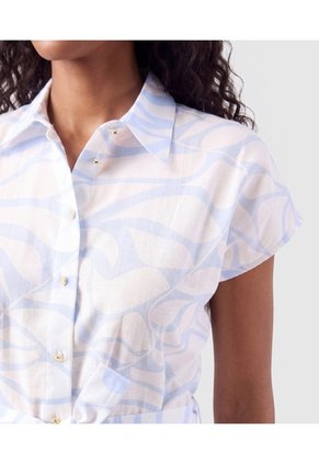 Vestido Camisero Con Cinturón Para Mujer  Para Mujer Azul Patprimo
