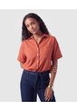 Camisa Manga Corta Con Bolsillos Para Mujer  Para Mujer Naranja Patprimo de Patprimo