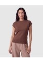Camiseta Tejida Manga Corta Para Mujer  Para Mujer Café Patprimo de Patprimo