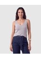 Camiseta Sin Mangas Cuello V Para Mujer  Para Mujer Plata Patprimo de Patprimo