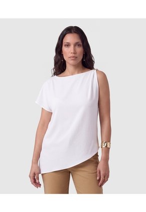 Blusa Asimétrica Con Herraje Para Mujer Para Mujer Blanco Patprimo