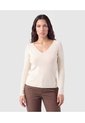 Saco Tejido Escote V Para Mujer  Para Mujer Crema Patprimo de Patprimo