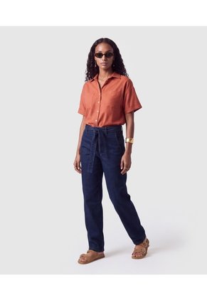 Camisa Manga Corta Con Bolsillos Para Mujer  Para Mujer Naranja Patprimo