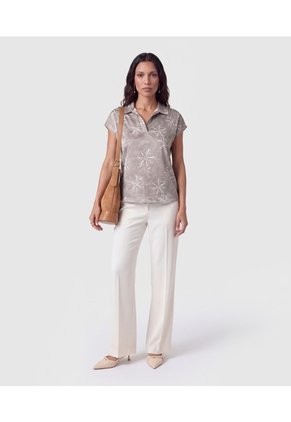 Blusa Manga Corta Con Solapa Para Mujer  Para Mujer Verde Patprimo