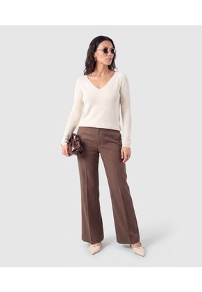 Saco Tejido Escote V Para Mujer Para Mujer Crema Patprimo