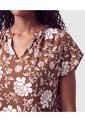 Blusa Manga Corta Escote V Para Mujer  Para Mujer Café Patprimo de Patprimo