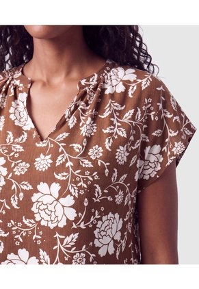 Blusa Manga Corta Escote V Para Mujer  Para Mujer Café Patprimo