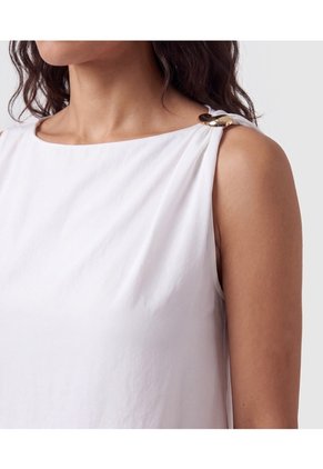 Blusa Asimétrica Con Herraje Para Mujer Para Mujer Blanco Patprimo