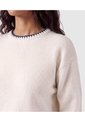 Saco Tejido Bordes A Contraste Para Mujer  Para Mujer Blanco Patprimo de Patprimo