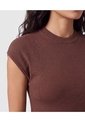 Camiseta Tejida Manga Corta Para Mujer  Para Mujer Café Patprimo de Patprimo
