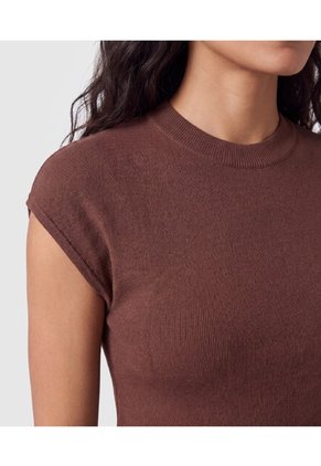 Camiseta Tejida Manga Corta Para Mujer  Para Mujer Café Patprimo
