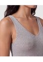 Camiseta Sin Mangas Cuello V Para Mujer  Para Mujer Plata Patprimo de Patprimo