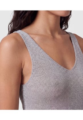 Camiseta Sin Mangas Cuello V Para Mujer  Para Mujer Plata Patprimo
