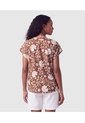 Blusa Manga Corta Escote V Para Mujer  Para Mujer Café Patprimo de Patprimo