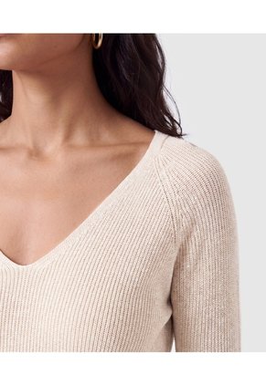 Saco Tejido Escote V Para Mujer Para Mujer Crema Patprimo