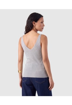 Camiseta Sin Mangas Cuello V Para Mujer  Para Mujer Plata Patprimo