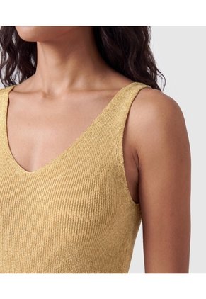 Camiseta Sin Mangas Cuello V Para Mujer Para Mujer Dorado Patprimo