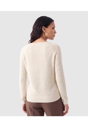 Saco Tejido Escote V Para Mujer Para Mujer Crema Patprimo