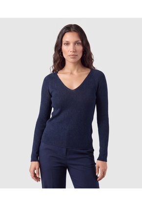 Saco Tejido Escote V Para Mujer Para Mujer Azul Patprimo