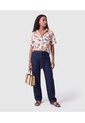 Camisa Manga Corta Estampada Con Bolsillos Para Mujer  Para Mujer Naranja Patprimo de Patprimo