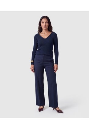 Saco Tejido Escote V Para Mujer Para Mujer Azul Patprimo