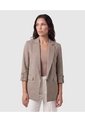 Blazer Manga Larga Con Botón Para Mujer  Para Mujer Beige Patprimo de Patprimo