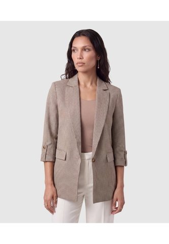 Blazer Manga Larga Con Botón Para Mujer  Para Mujer Beige Patprimo Patprimo