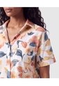 Camisa Manga Corta Estampada Con Bolsillos Para Mujer  Para Mujer Naranja Patprimo de Patprimo