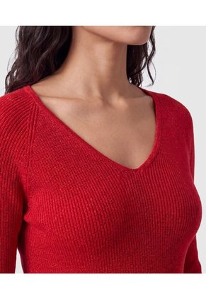 Saco Tejido Escote V Para Mujer Para Mujer Rojo Patprimo