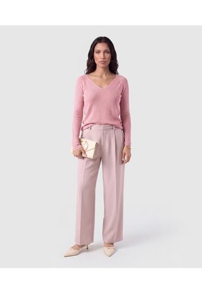 Saco Tejido Escote V Para Mujer Para Mujer Rosa Patprimo