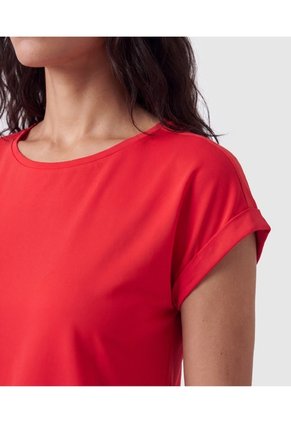 Camiseta Manga Corta Con Dobladillo Mujer  Para Mujer Rojo Patprimo