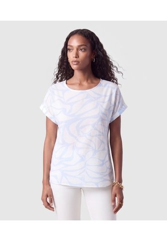 Blusa Manga Corta Dobladillo Para Mujer  Para Mujer Azul Patprimo Patprimo