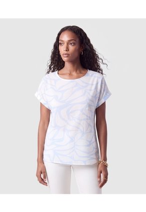 Blusa Manga Corta Dobladillo Para Mujer Para Mujer Azul Patprimo